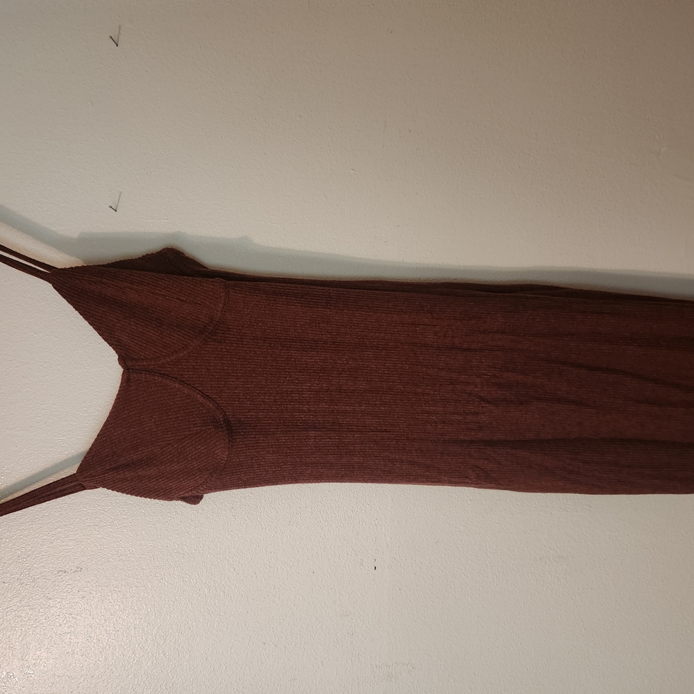 Almost Famous Brown Knit Dress With Cardigan